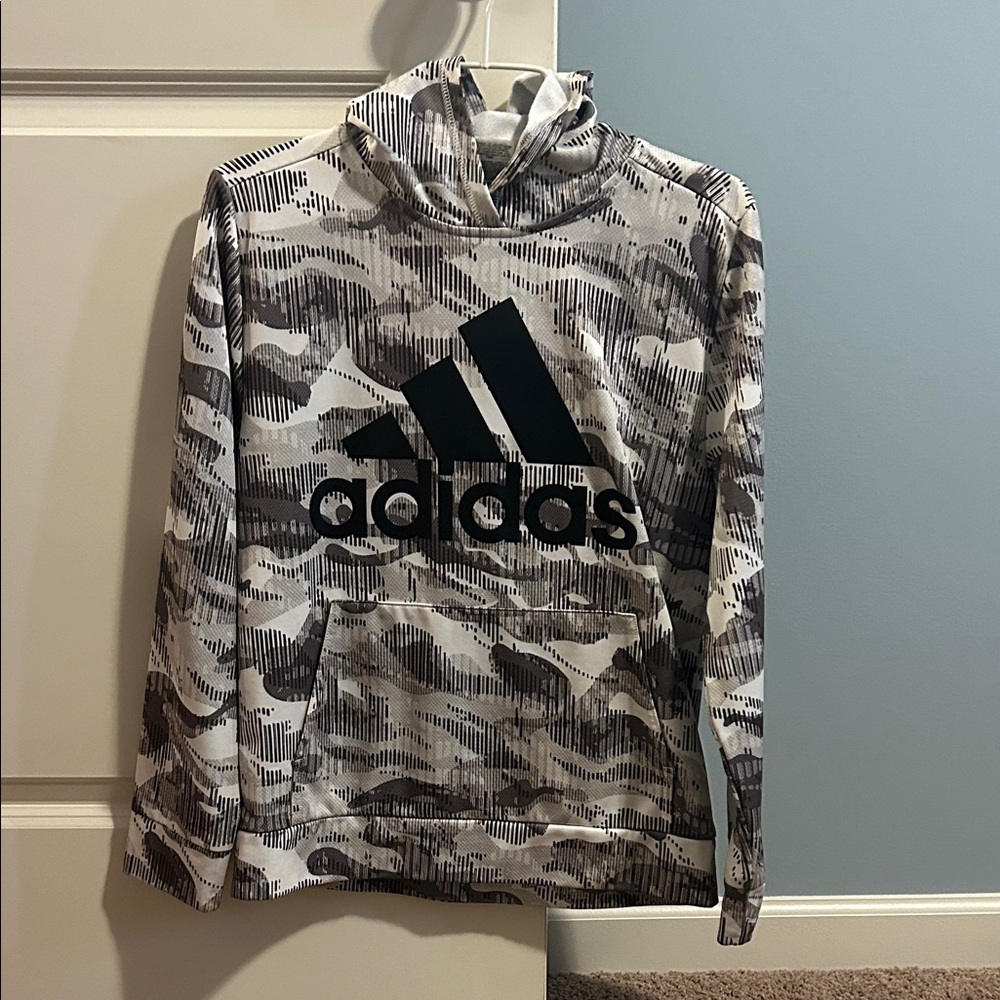 Adidas Black and Gray Camo Hoodie